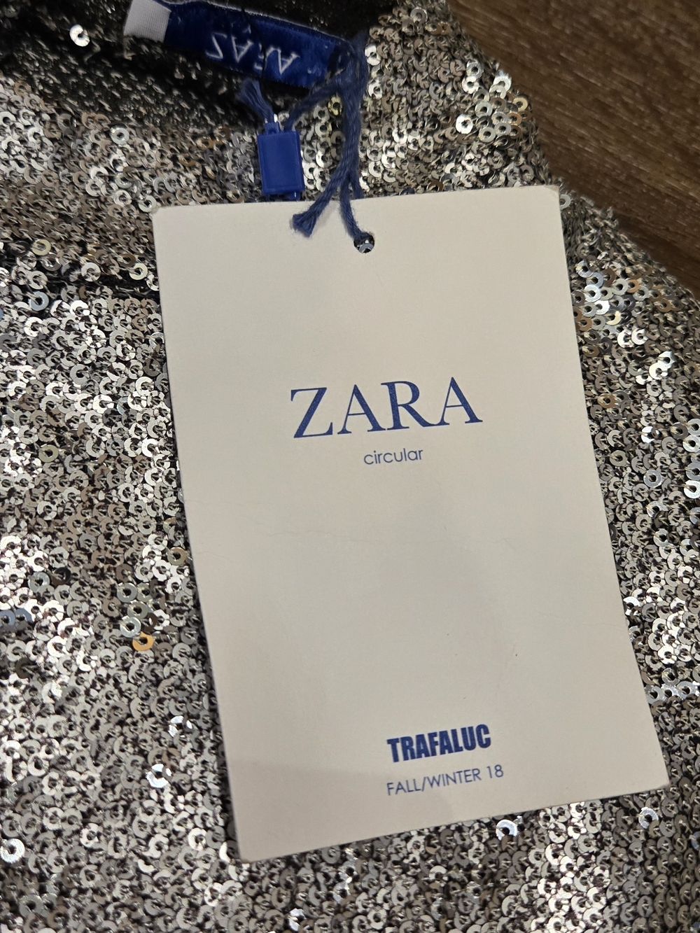 Zara Trafaluc Silver Sequin Short Sleeve Top - NWT - Picture 5 of 5